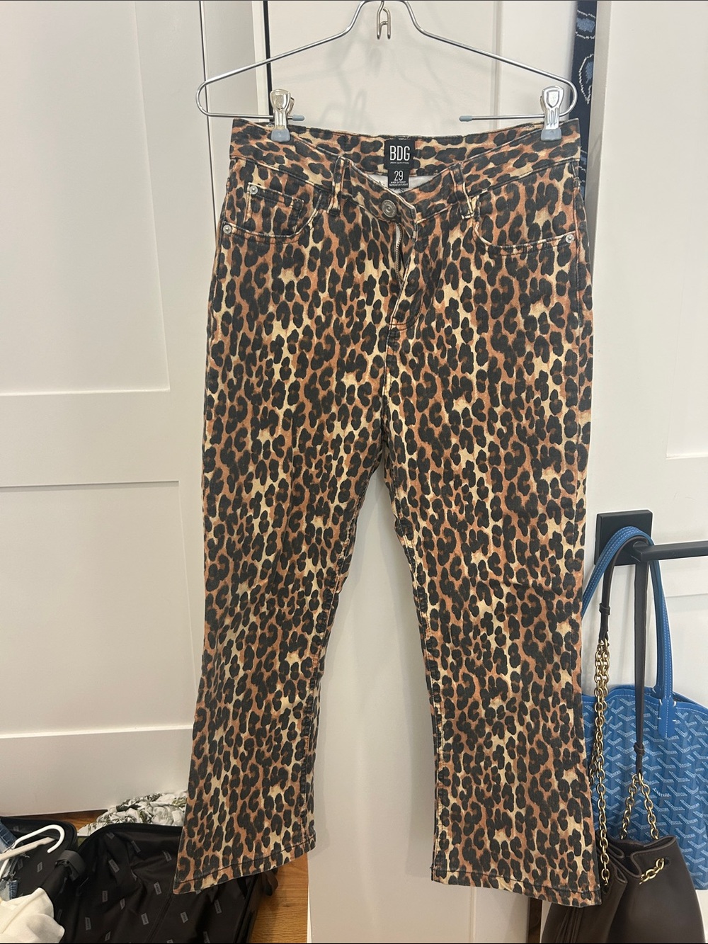 BDG Leopard-Print Wide Leg Jeans in Brown & Black